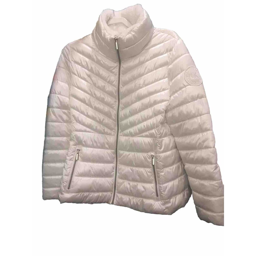 CALVIN KLEIN Performance Walker Jacket Coat White Black SZ L Coastal Cowgirlcore
